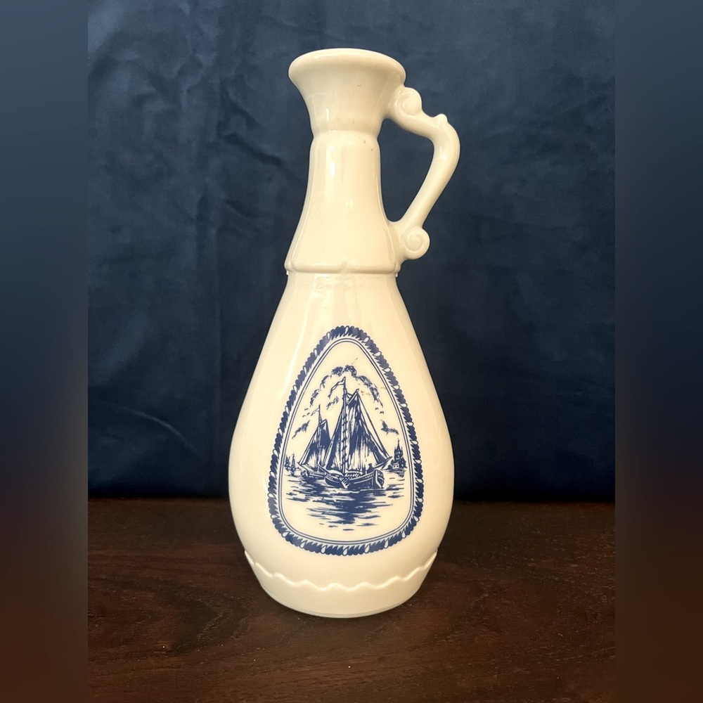 Vintage Liquor Bottle Federal Law Forbids Sale Re-use Pitcher Sailboats Windmill